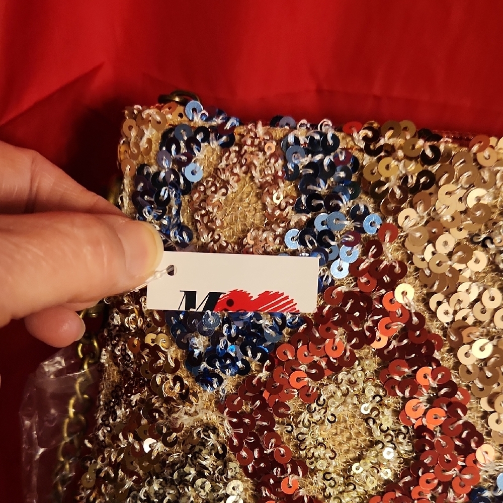 Glamorous Sequin Patterned Clutch, NWT - Picture 2 of 7